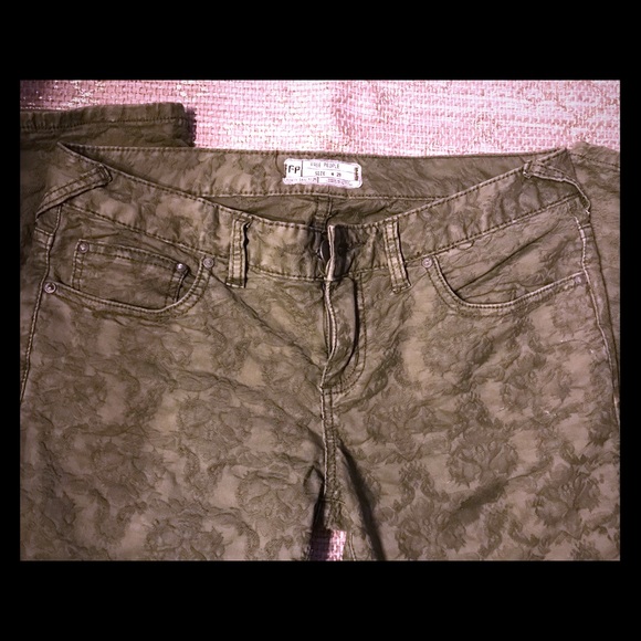 🖤 Free people 🐺 olive brocade Jean - Picture 2 of 4